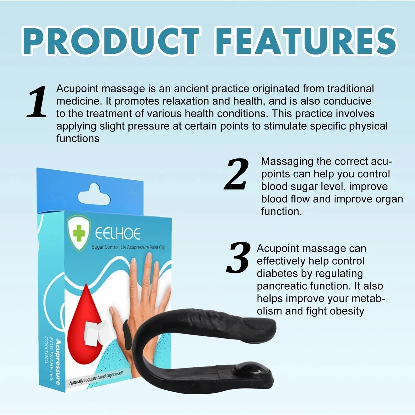 LI4 Acupressure Clip for Sugar Control & Headache Relief